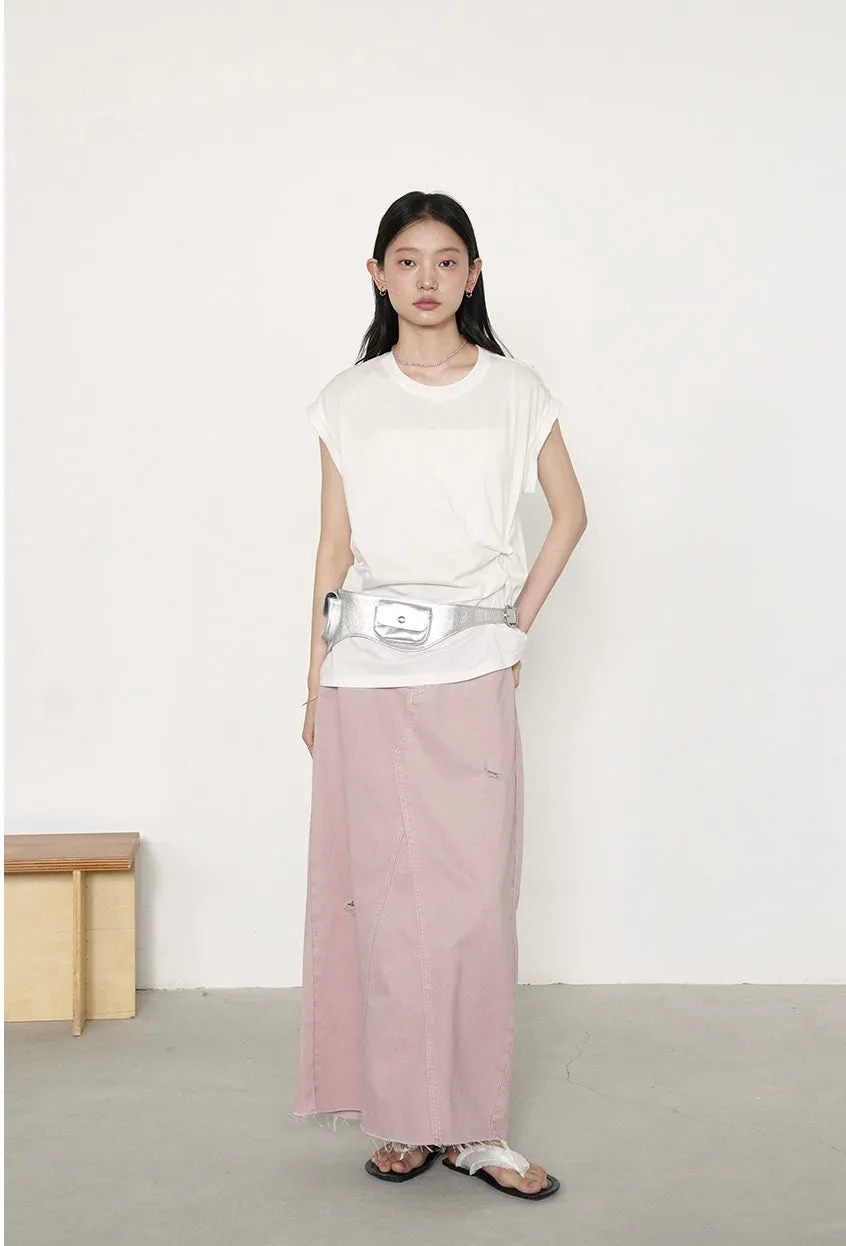 Nancy Distressed Denim Skirt