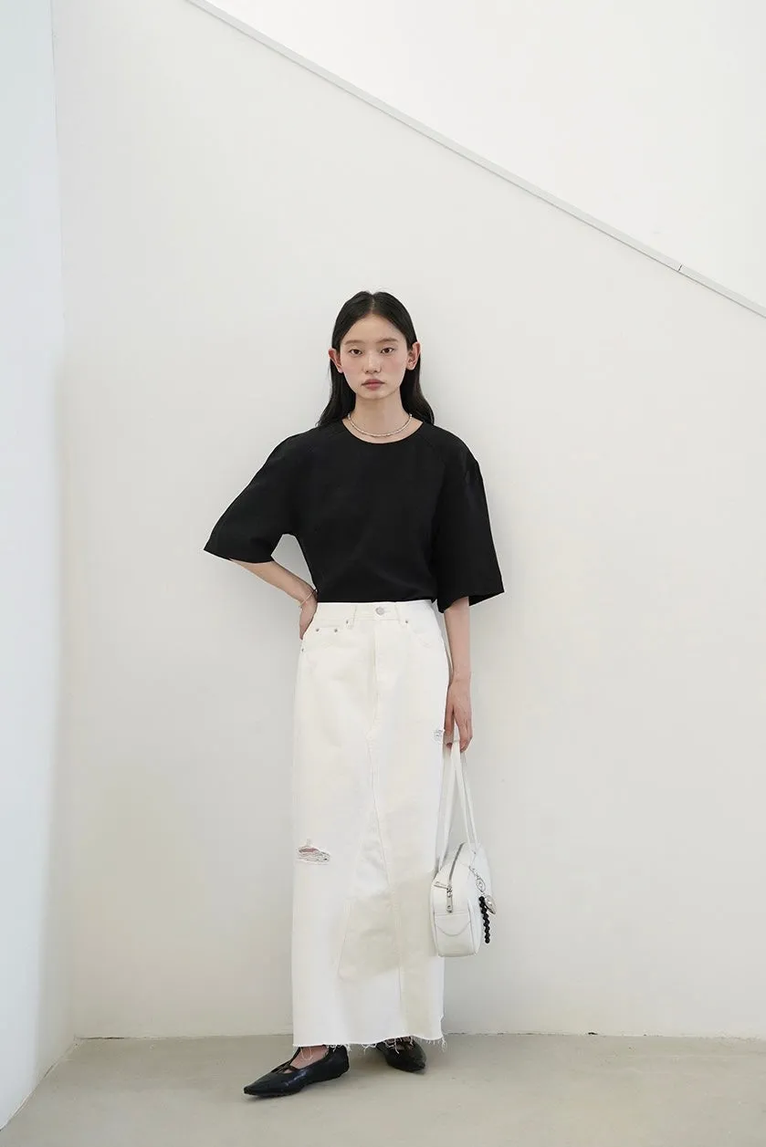 Nancy Distressed Denim Skirt