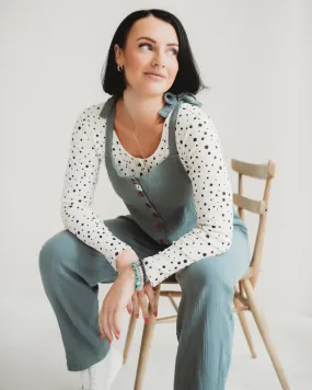 Nora Scatter Dot Rib Henley Top