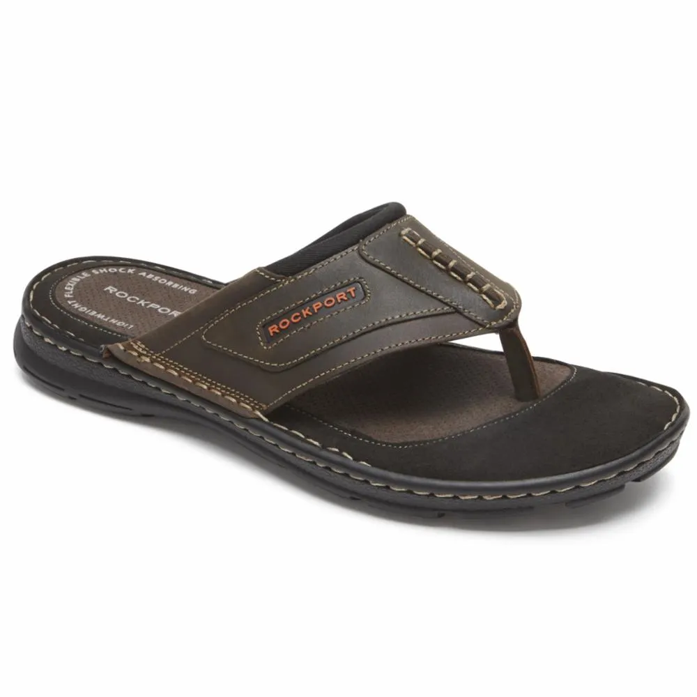 Rockport Men DARWYN THONG BROWN II/LEATHER