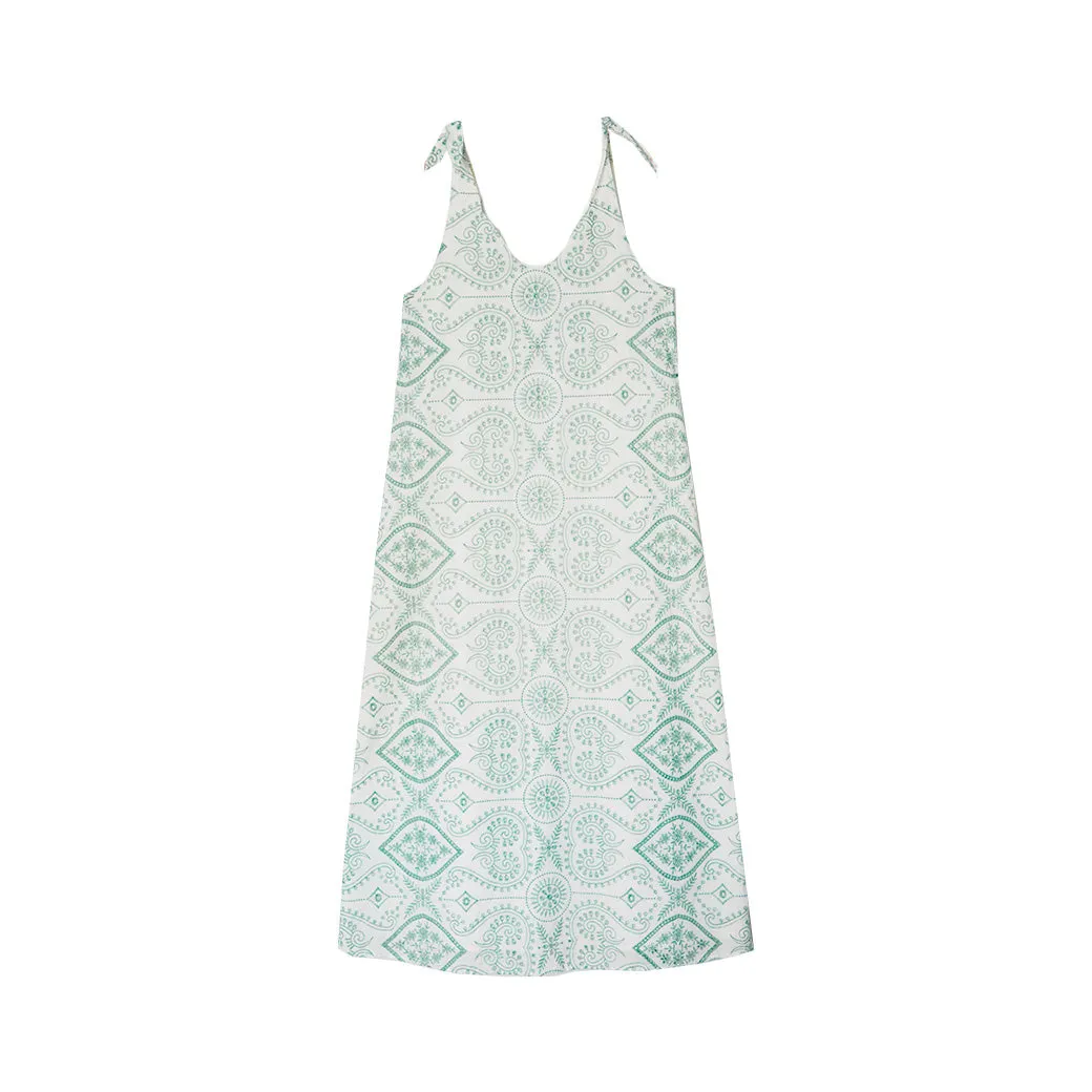 SAMPLE - Tie Tank Dress - MAXI - Embroidered